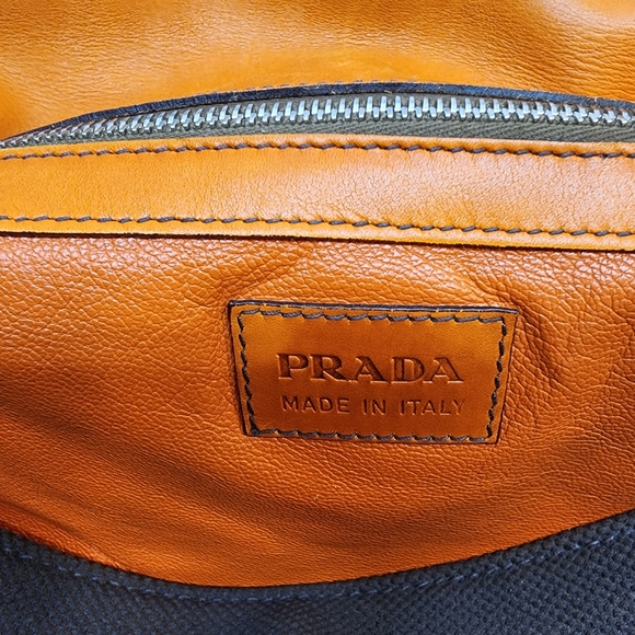 Prada Authentic Vintage Canvas & Leather Bowling Bag Purse Made in Italy!  🇮🇹 - Picture 6 of 15